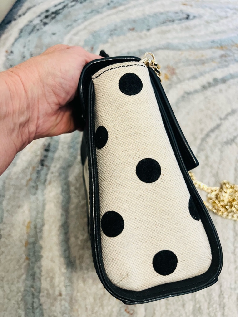 kate spade Black & Cream Polka Dot Top-Handle Satchel/Crossbody - Picture 4 of 6